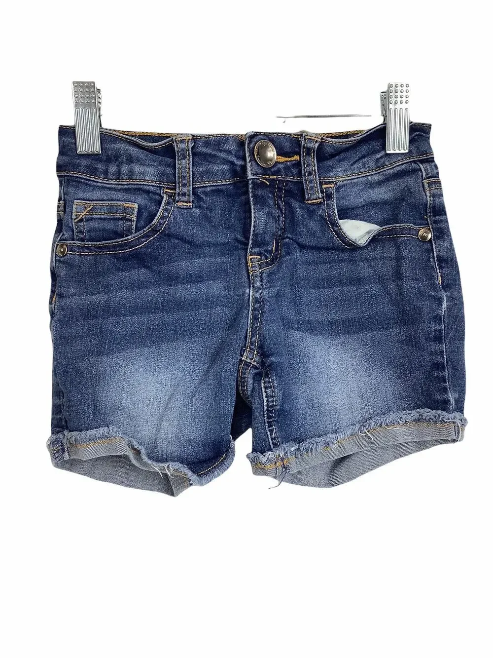 Justice Girl's Faded Dark Wash Blue Denim Jean Shorts Kid's Youth Size 7
